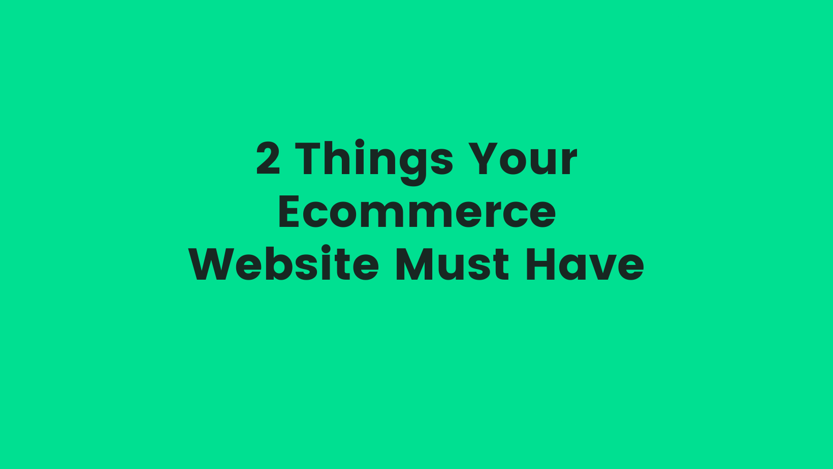 2 Things Your Ecommerce Website Must Have